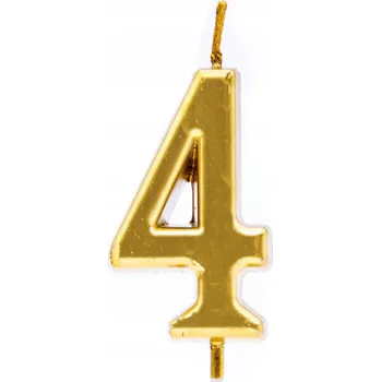 Dortová svíčka ZLATÁ SVÍČKA na dort Elegantní narozeninový jubilejní dort ČÍSLICE 4