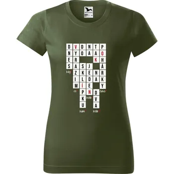 Dámské tričko s potiskem Víno křížovka Barva trička: Khaki - 09, Velikost: S