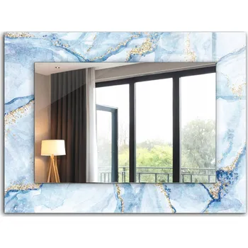 Zrcadlo Zrcadlo se skleněným rámem k zavěšení na zeď 80x60 cm, abstraktní mramorový vzor