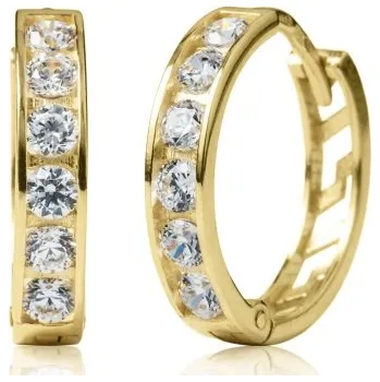 Náušnice Couple, Kruhové náušnice Elaxi, žluté zlato se zirkony, 585-66-3-0380.0Z00.0.14.001.61