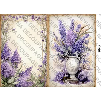 Umělecký papír Rýžový a soft papír na decoupage - Levandule vintage - KB0706 Materiál: Soft, Rozměr: A4