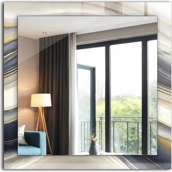 Zrcadlo Moderní čtvercové zrcadlo s potiskem Abstraktní barevné vlny 60x60 cm