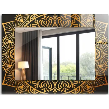 Zrcadlo Obdélníkové dekorativní zrcadlo na zeď obdélníkového tvaru 80x60 vzor mandala