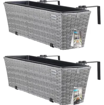 Květináč Sada ratanových květináčů 108646 60 cm 2 ks šedé