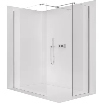 CERANO - Sprchová zástěna Walk-in Onyx T L/P - 8 mm - hranatá vzpěra - chrom, transparentní sklo - 80x30x200 cm