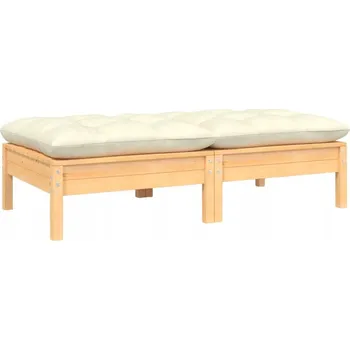 Zahradní pohovka pro 2 osoby s krémovými polštáři, borovicové dřevo