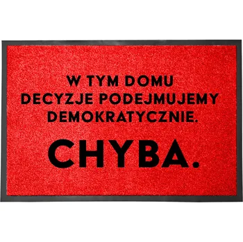Rohožka VSTUPNÍ ROHOŽKA 40X60 ČERVENÁ PŘED DVEŘE NÁPIS DEMOKRACIE... ASI