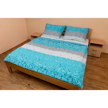 Povlečení Tegatex Povlečení krep - modré puntíky 70*90 cm, 140*200 cm