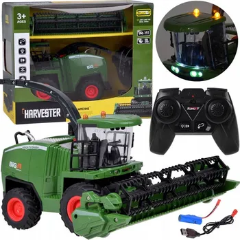 RC model auta DÁLKOVĚ OVLÁDANÝ KOMBAJN na obilí TRAKTOR LED kouř RC USB