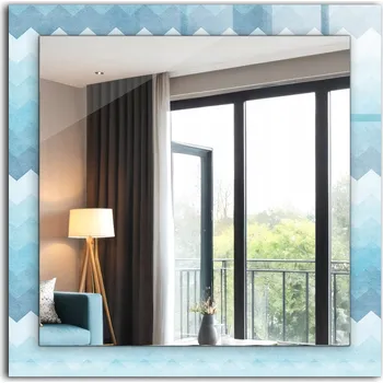 Zrcadlo Moderní čtvercové zrcadlo s potiskem Cikcakovitý gradientní vzor 60x60