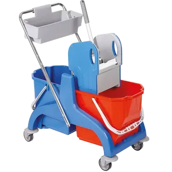 Úklidový vozík UVP 02/2/25, úklidový vozík dvojitý 2x25 l, plastový košík