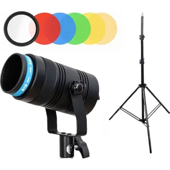 Studiové světlo Fotografické Spotlight LED Bodové Světlo s Barevným Filtrem 50W (8500LUX/0,5m) Portrét Video PhotoShoot + Stativ