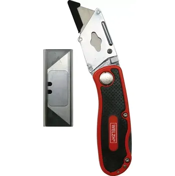 Pracovní nůž Skládací nůž s výměnnou čepelí, 5 + 1 čepel, červený, Welzh (Welzh Werkzeug)