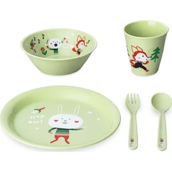 Příbor Dětská jídelní sada HOP ON AT HOME, 4 kusy, zelená KOZIOL