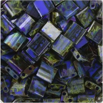 Korálek Miyuki Tila 5/5mm opaque cobalt picasso (TL-4518)