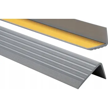 Stavební profil Schodový profil z PVC protiskluzový 41x25 1,10 m Samolepicí Šedá metalíza