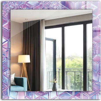 Zrcadlo Zrcadlo dekorativní závěsné na zeď Průhledné barevné kostky 60x60