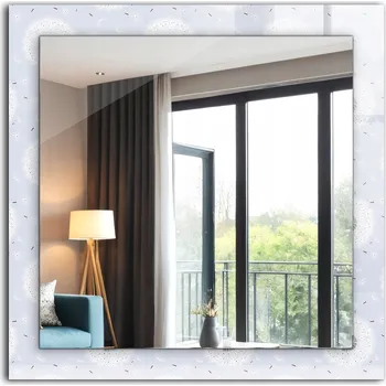 Zrcadlo Stylové Čtvercové Zrcadlo Glamour Moderní Loft Pampelišky květiny 60x60 cm