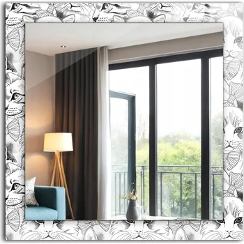 Zrcadlo Čtvercové nástěnné zrcadlo s potiskem motivu Kočky s motýlky 60 x 60 cm