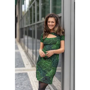 Dámské šaty Himalife Šaty Lily - černá se zelenou Velikost: 3XL - Móda pro plnoštíhlé, Oblečení nadměrné velikosti