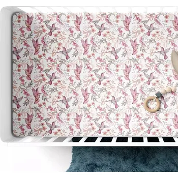 Prostěradlo Prostěradlo do postýlky 140x70cm 100% Bavlna s Kolibříci , Prostěradlo s kolibříkem