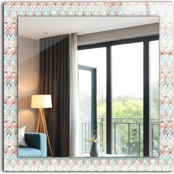 Zrcadlo Zrcadlo dekorativní závěsné na zeď Barevný geometrický vzor 60x60 cm