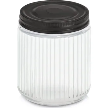 Keramický dřez Zeller Sklenice s kovovým víkem KITCHEN ESSENTIALS, rýhované sklo, 520 ml