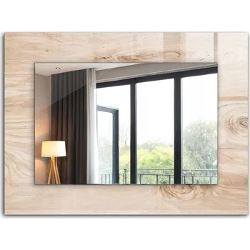 Zrcadlo Nástěnné zrcadlo se skleněným rámem s potiskem motivu 80x60 Dřevo se