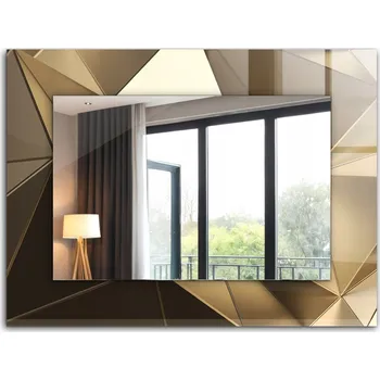 Zrcadlo Zrcadlo se skleněným rámem k zavěšení na zeď XXL 80x60 cm Geometrické tvary