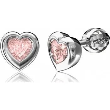 Šperk Couple, Romantické náušnice Tina, bílé zlato s&nbsp;růžovými zirkony, 585-66-3-0519.1B00.0.00.008.05
