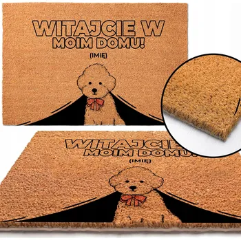 Rohožka KOKOSOVÁ ROHOŽKA SE ZLATÝM RETRÍVREM NÁPIS WITAJCIE W MOIM DOMU