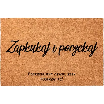 Rohožka ROHOŽKA PŘED DVEŘE KOKOSOVÁ 40x60 cm ZAPUKAJ I POCZEKAJ