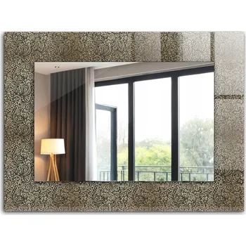 Zrcadlo Zrcadlo do koupelny ložnice obývacího pokoje s potiskem 80x60 Zlatý ornamentální vzor