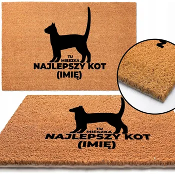 KOKOSOVÁ ROHOŽKA 60X40 DO BYTU S KOČKOU A NÁPISEM TU MIESZKA KOT