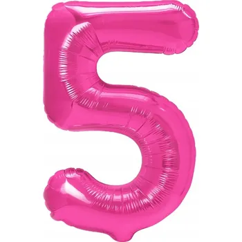 Balónek Fóliový balónek PartyPal číslice 5, tmavě růžový, 100 cm