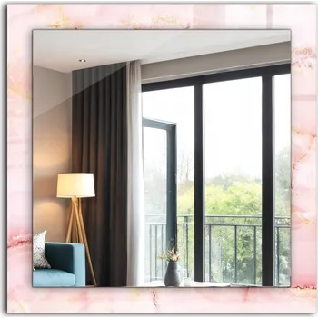 Zrcadlo Moderní designové zrcadlo s s potiskem Růžový mramor vzor 60x60