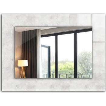 Zrcadlo Prémiové s potiskem Zrcadlo s dekorativním skleněným rámem 80x60, šedý texturovaný vzor