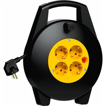 Prodlužovací kabel Prodlužovací kabel na bubnu TM Electron 4 zásuvky Žlutá Černá (10 m)