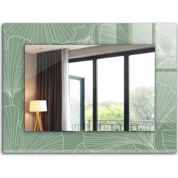 Zrcadlo Ozdobné dekorativní zrcadlo obdélníkového tvaru 80x60 Listy jinanu