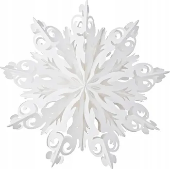 Obraz PAPÍROVÁ DEKORACE SNĚHOVÁ VLOČKA, PRŮMĚR 64 CM, BÍLÁ