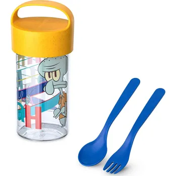 Svačinový box Box/láhev 500 ml se sadou příborů Buddy Snack SpongeBob Sépiák, KOZIOL