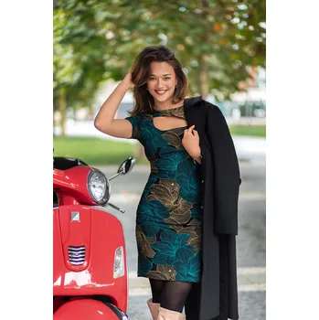 Dámské šaty Himalife Šaty Lily - černá s tyrkysovou a zlatou Velikost: L