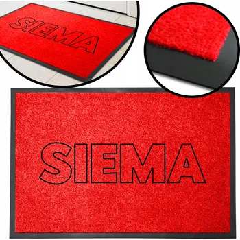Rohožka Vstupní rohožka červená MONOCHROM 40x60 ke dveřím s NÁPIS SIEMA Vzor