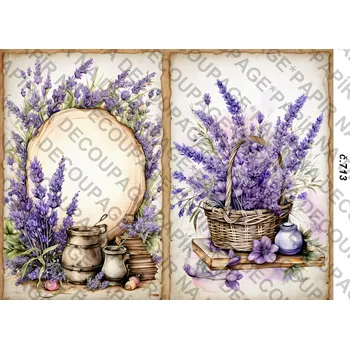 Umělecký papír Rýžový a soft papír na decoupage - Levandule vintage - KB0713 Materiál: Soft, Rozměr: A4
