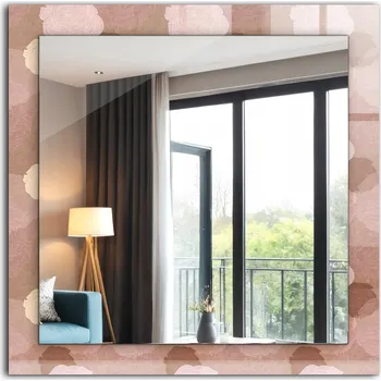 Zrcadlo Stylové čtvercové Zrcadlo Glamour Modern Loft Flowers pivoňky 60 x 60 cm