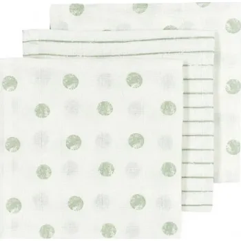 Meyco Mušelínové pleny 3-balení - Dot stripe soft green