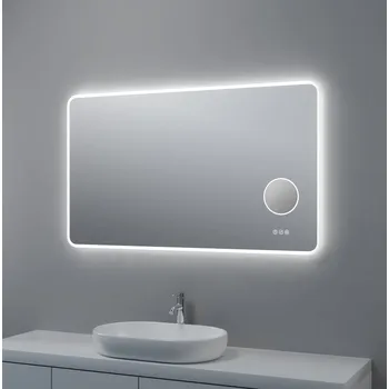 Zrcadlo Zrcadlo s LED osvětlením, kosmetickým zrcátkem 5 x zoom, 700 x 1200 mm, nastavitelná teplota barvy světla