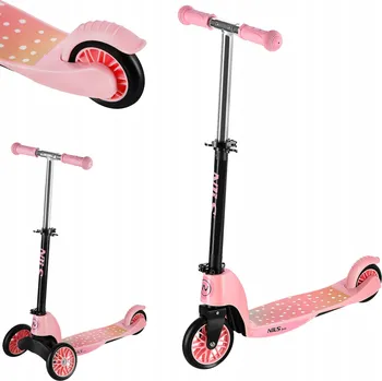 Koloběžka Robustní dívčí koloběžka nastavitelná skládací 3 kola 2 kola Nils HLB202