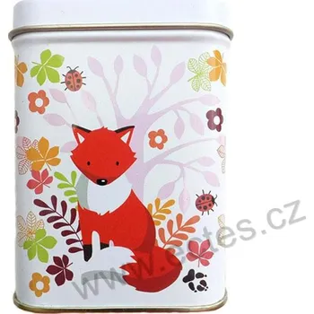 Dóza na potraviny LIŠKA plechová dóza na čaj 7420 červená liška s beruškou a listím