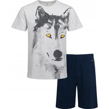 Pánské pyžamo Pánské pyžamo 100% bavlna krátký rukáv XL Vlk ENDO